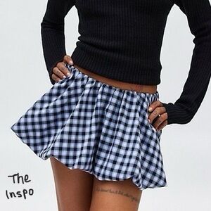 Babaton Mini Bubble Gingham Skirt